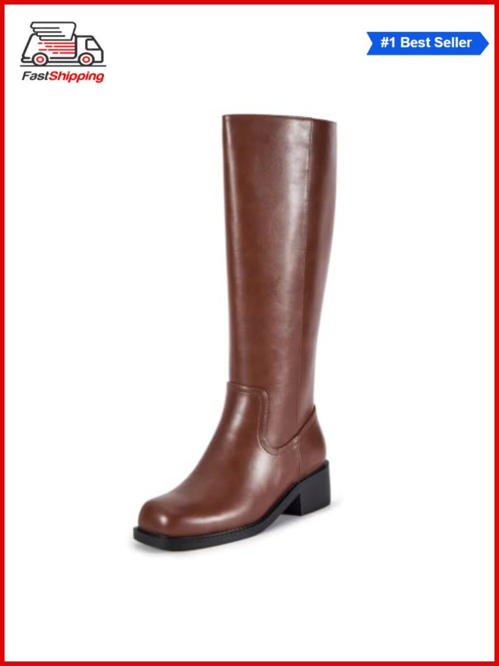 Suede Square Toe Chunky Block Low Heel Knee High Boots